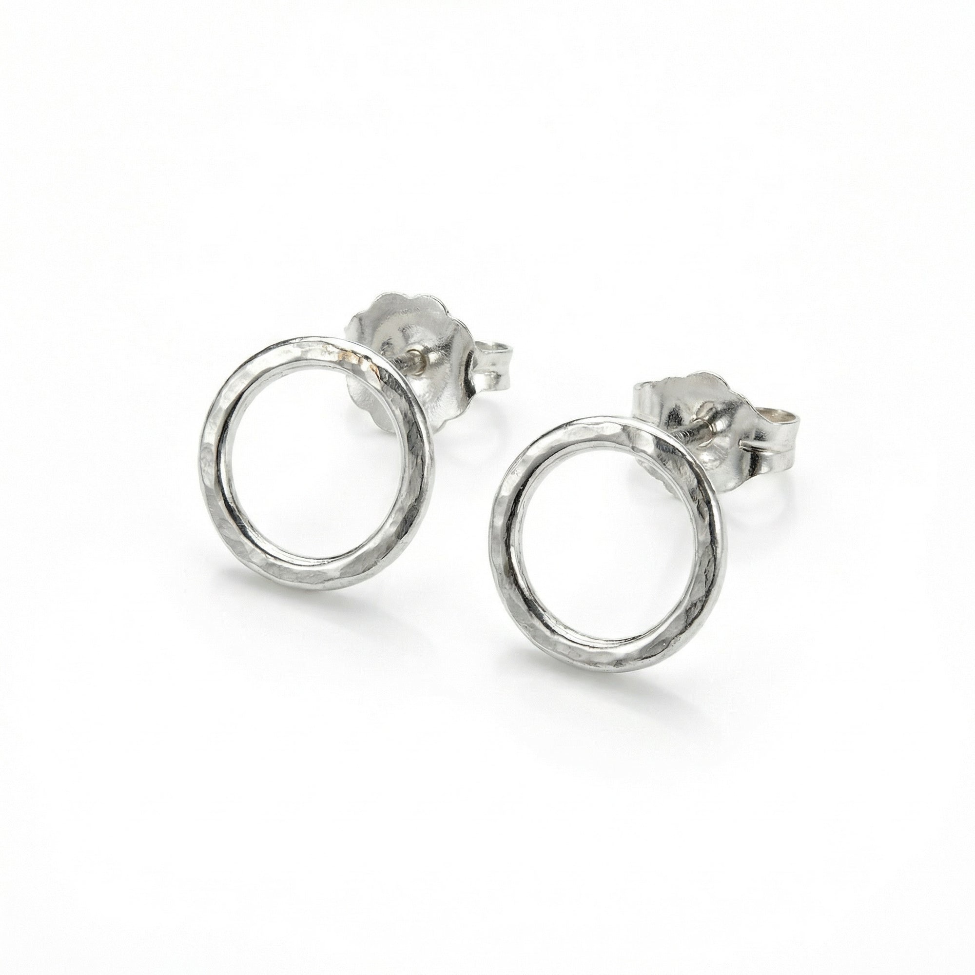 10mm Hammered Circle Stud Earrings, Gold Filled or Sterling Silver Studs - Melt'm Jewelry