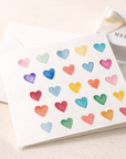 Watercolor Hearts Notecard – Blank Greeting Card with White Envelope - Melt'm Jewelry