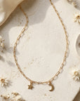 Moon and Star Necklace 14k Solid Gold - Melt'm Jewelry