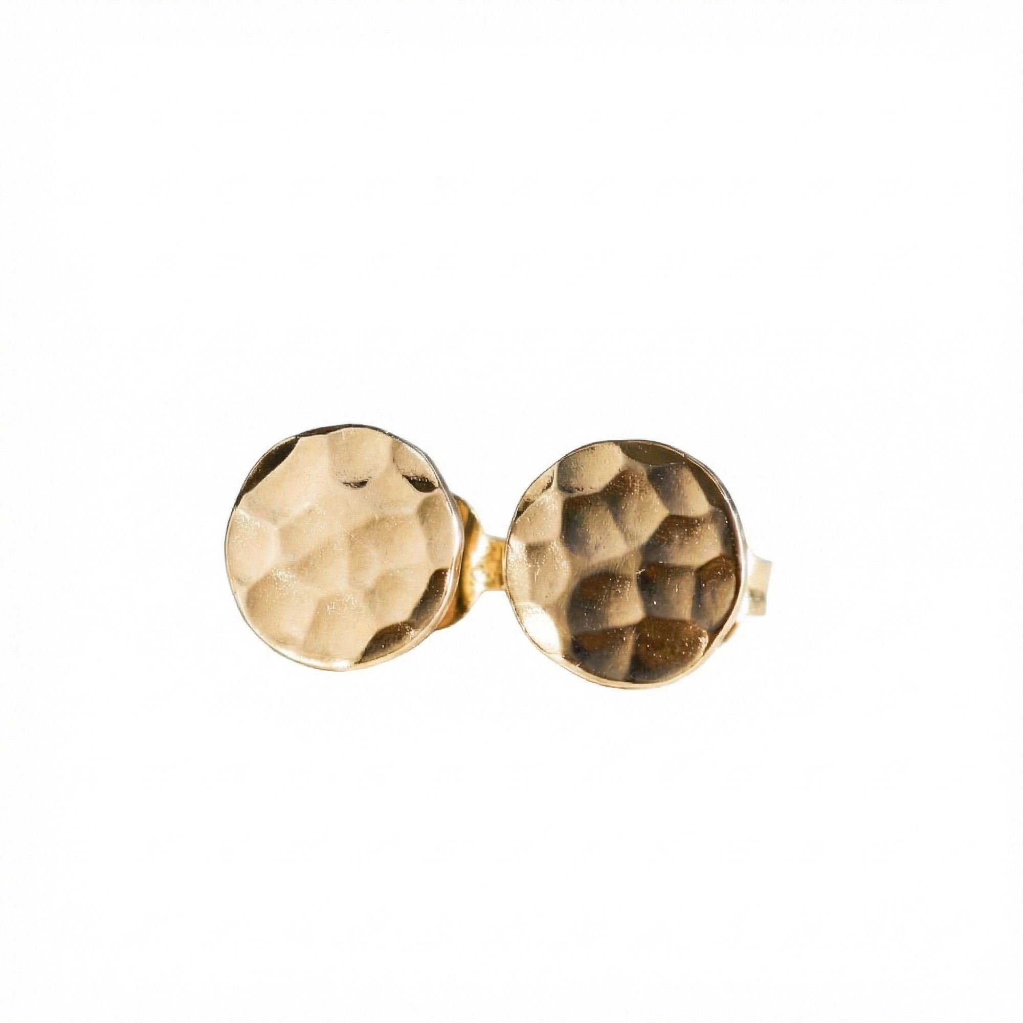 Gold Filled Hammered Disc Stud Earrings - Melt'm Jewelry