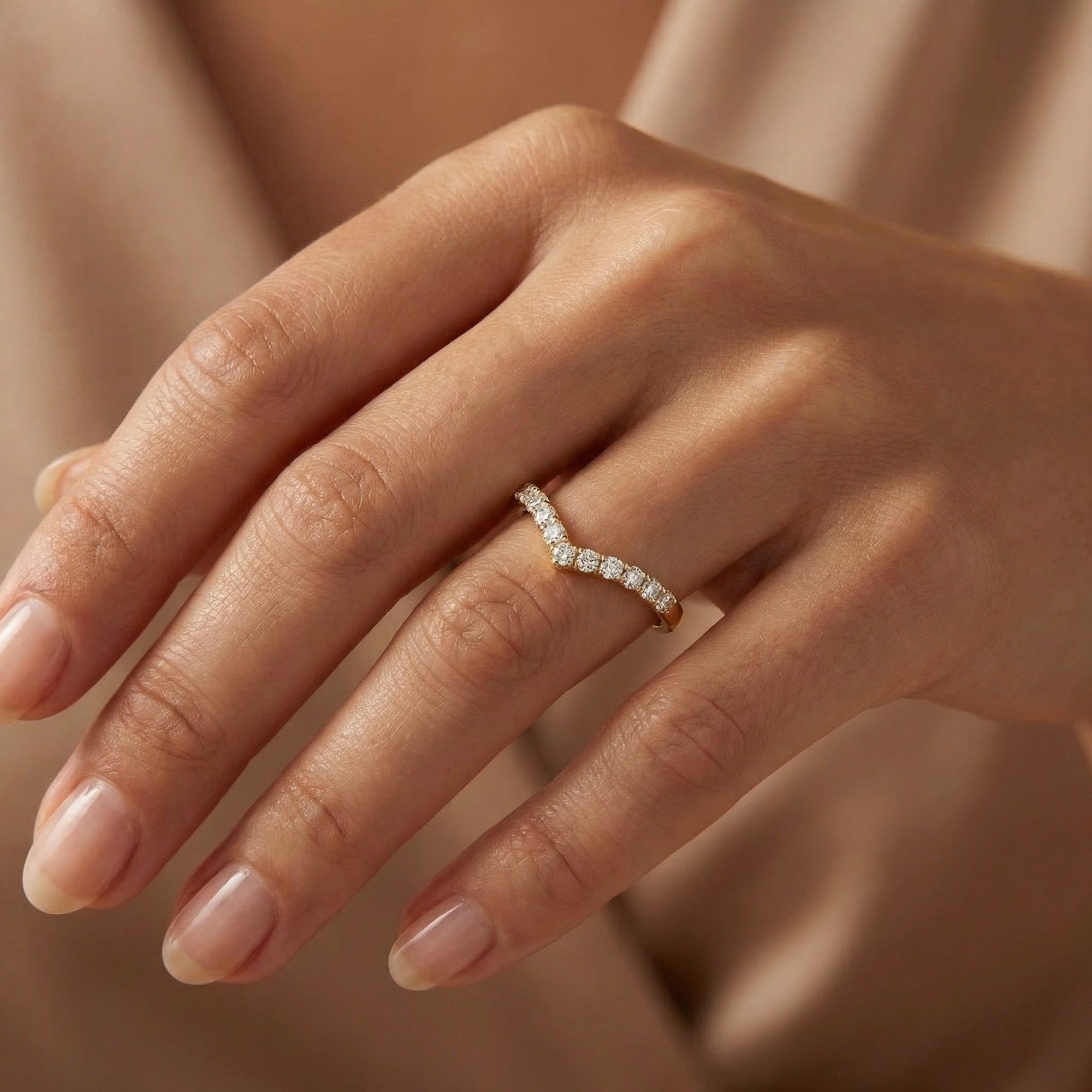 Curved Diamond Wedding Band Ring - Melt'm Jewelry