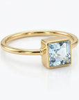 Princess Cut Bezel Set Aquamarine Ring 14k Gold March Birthstone - Melt'm Jewelry