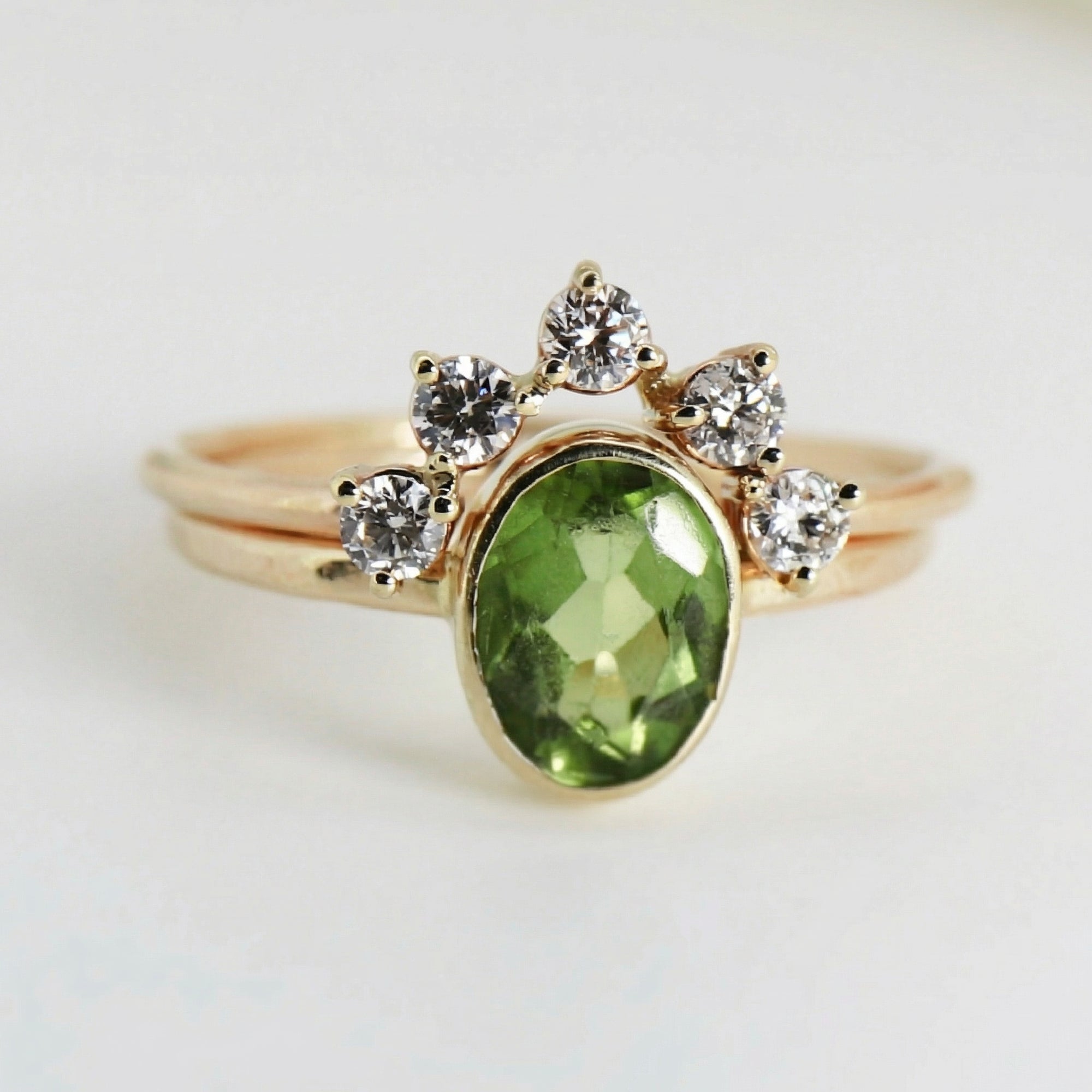 Contour Wedding Band, Curved Wedding Band, Five Stone Diamond Ring - Melt'm Jewelry