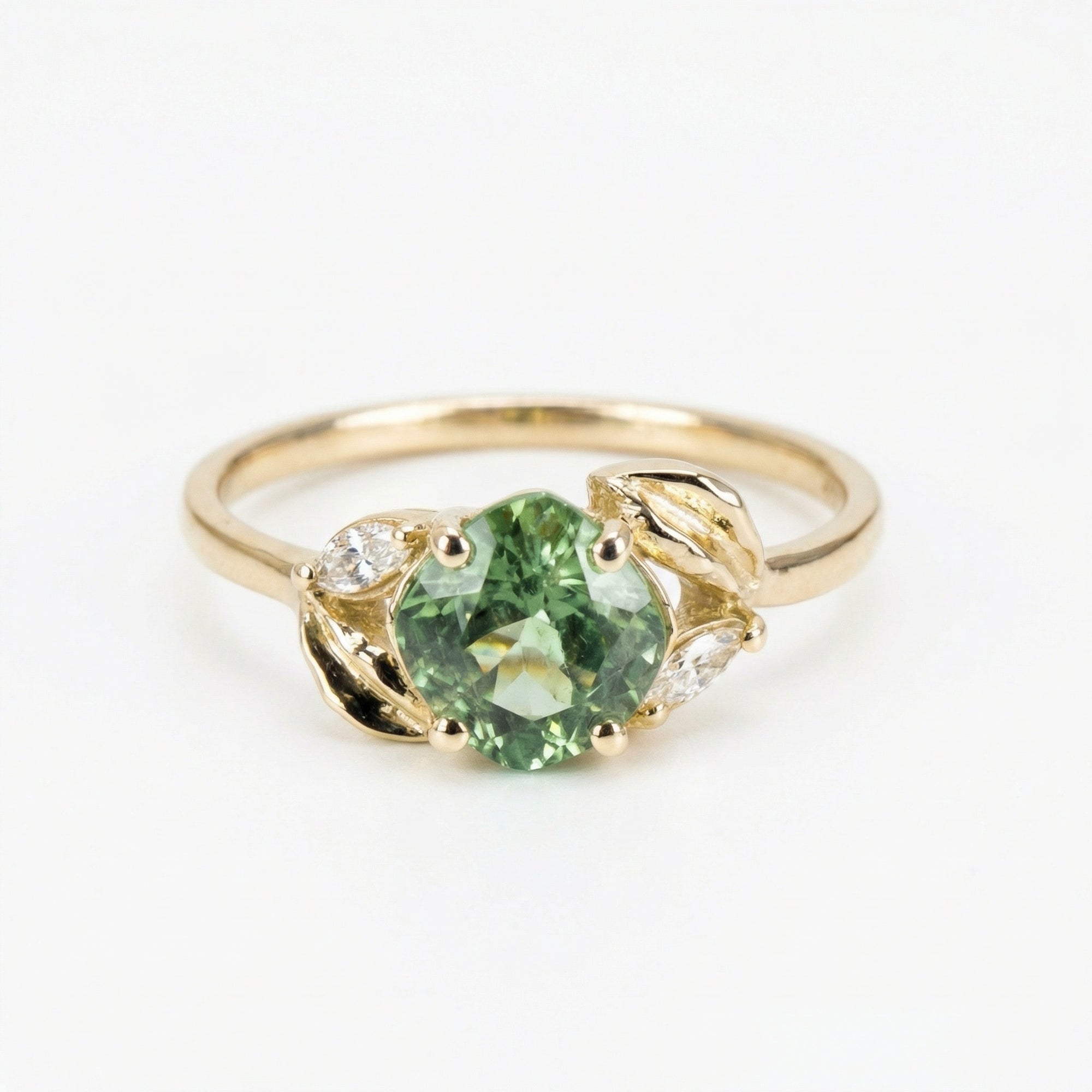 Prasiolite Cushion Cut Engagement Ring 14K Solid Gold - Melt'm Jewelry