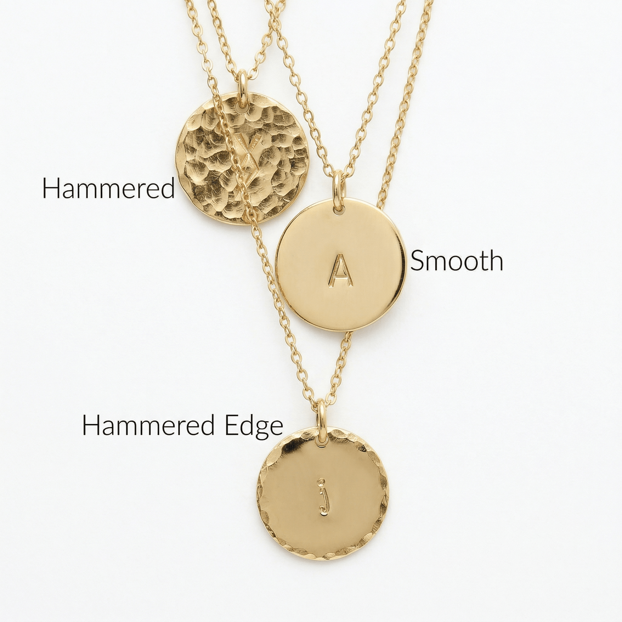 Custom Initial Necklace Gold Filled – Hand Stamped Hammered Coin Necklace, Personalized Mother Gift, Bridesmaid Jewelry - Melt'm Jewelry