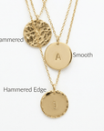 Custom Initial Necklace Gold Filled – Hand Stamped Hammered Coin Necklace, Personalized Mother Gift, Bridesmaid Jewelry - Melt'm Jewelry