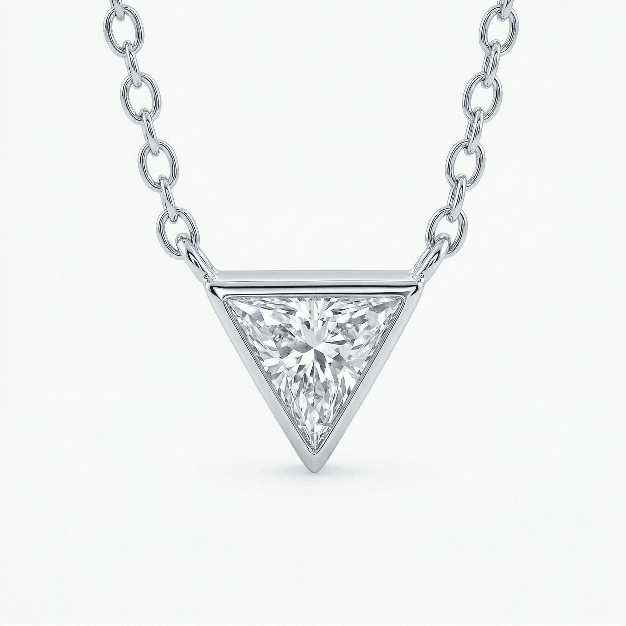 Triangle Moissanite Necklace in 14k Solid White Gold - Melt'm Jewelry