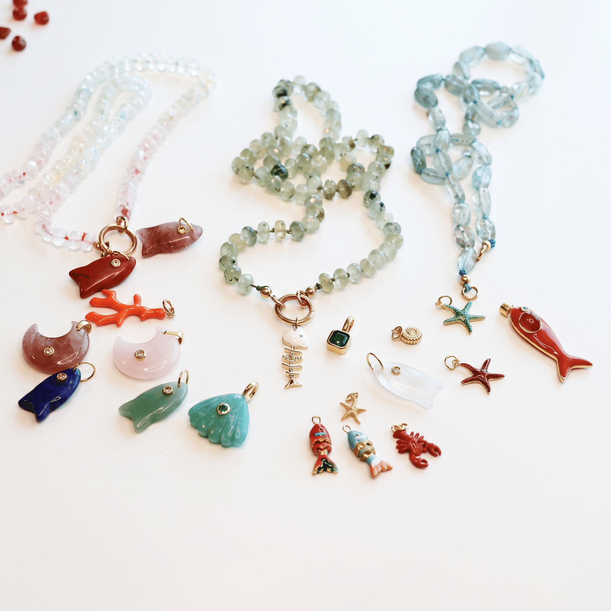 Moss Aquamarine Nugget Necklace, Gemstone Beads on Hand Knotted Silk Cord - Melt'm Jewelry