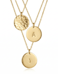 Custom Initial Necklace Gold Filled – Hand Stamped Hammered Coin Necklace, Personalized Mother Gift, Bridesmaid Jewelry - Melt'm Jewelry