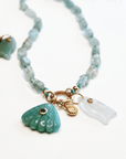 Moss Aquamarine Nugget Necklace, Gemstone Beads on Hand Knotted Silk Cord - Melt'm Jewelry