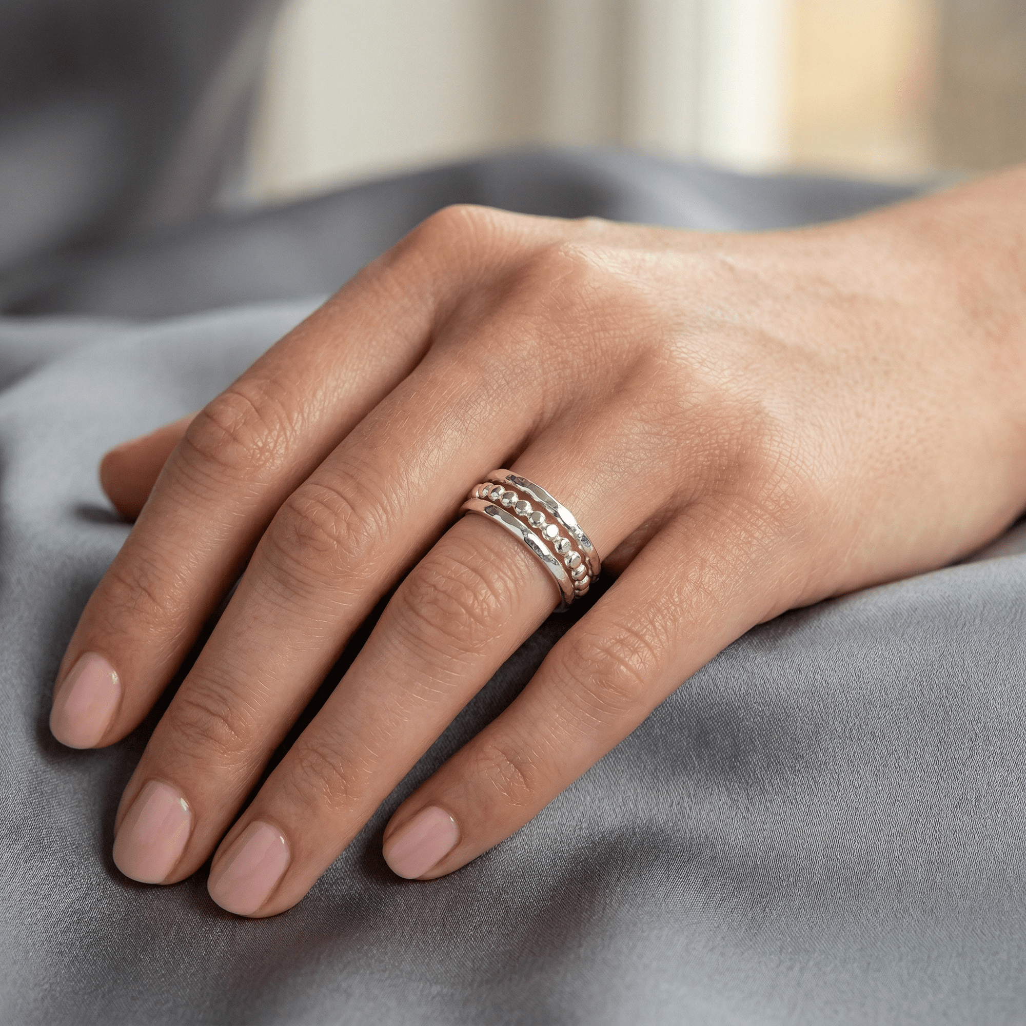 Stacking Rings: Dots, Hammered and Textured Rings (set of 3) - Melt'm Jewelry