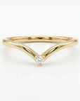 14k Solid Gold Dainty V Diamond Wedding Band - Melt'm Jewelry