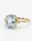Oval Aquamarine Engagement Ring with two Accent Diamonds - Melt'm Jewelry