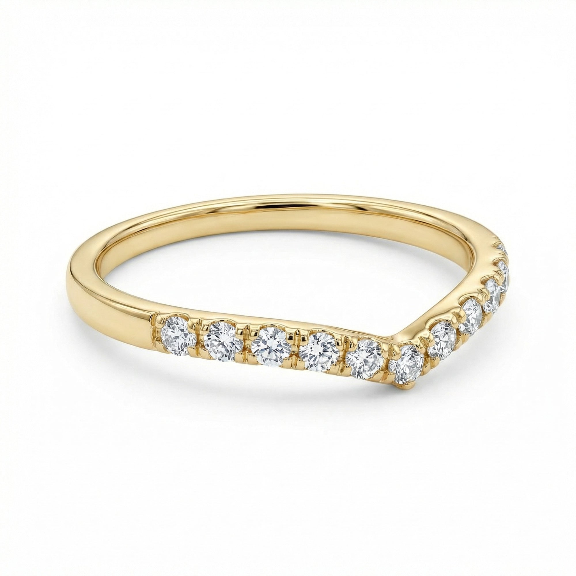 Curved Diamond Wedding Band Ring - Melt'm Jewelry