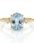 Oval Aquamarine Engagement Ring with two Accent Diamonds - Melt'm Jewelry