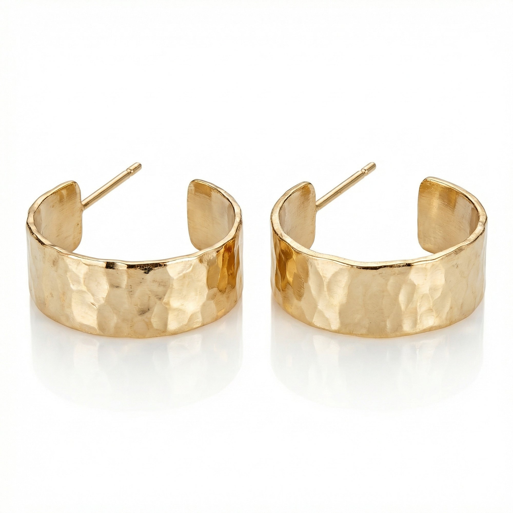 Chunky Gold Hoops, Hammered Gold Thick Hoop Earrings - Melt'm Jewelry