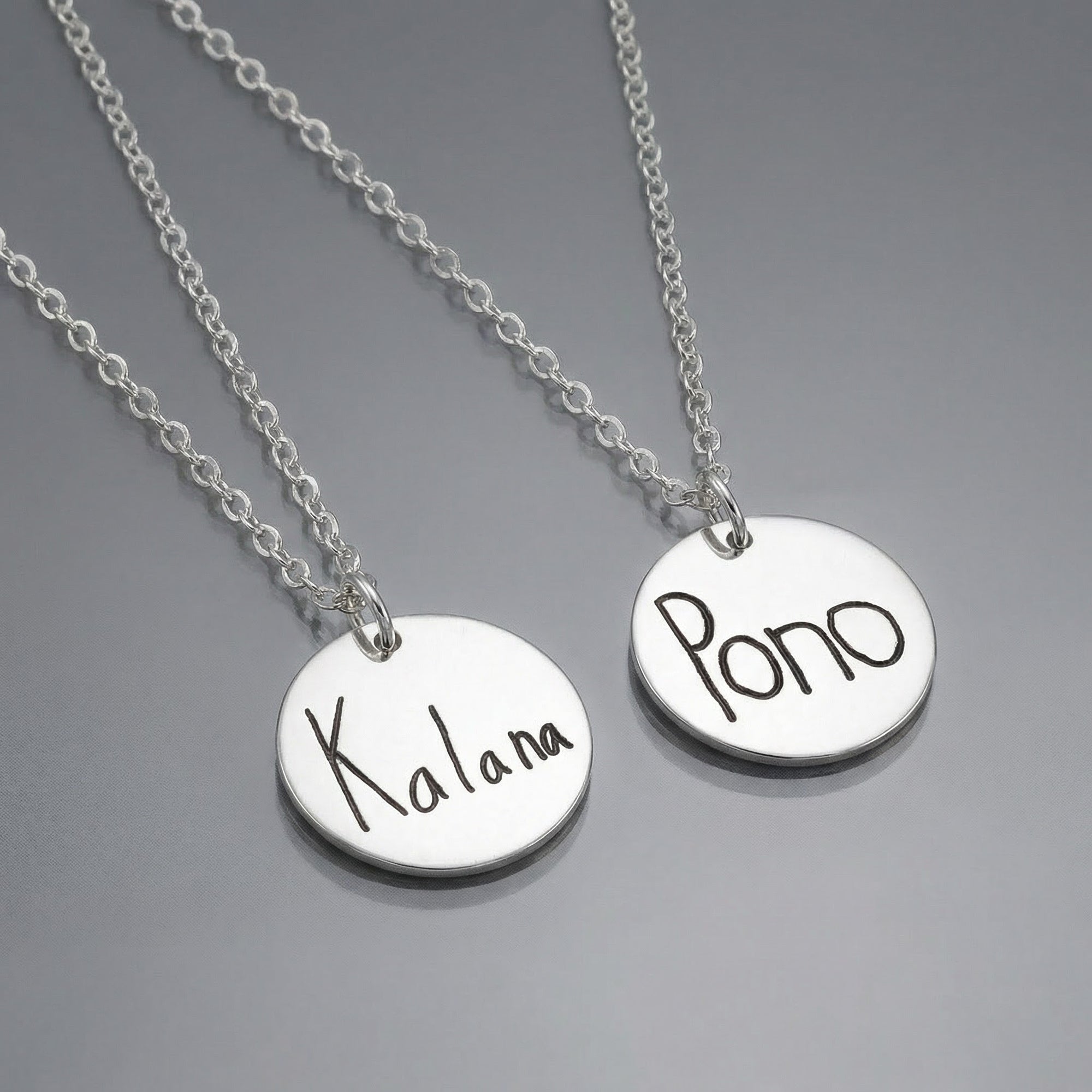 Actual Handwriting Disk Necklace, Kids Name Gold Pendant - Melt'm Jewelry