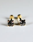 Salt and Pepper Diamond Labret Earrings 14k Solid Gold