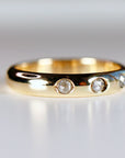 4mm Dome Wedding Band, Flush Set Diamond Wide Gold Band Ring