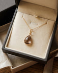 Drop Smokey Quartz Pendant Necklace in 14k Gold - Melt'm Jewelry