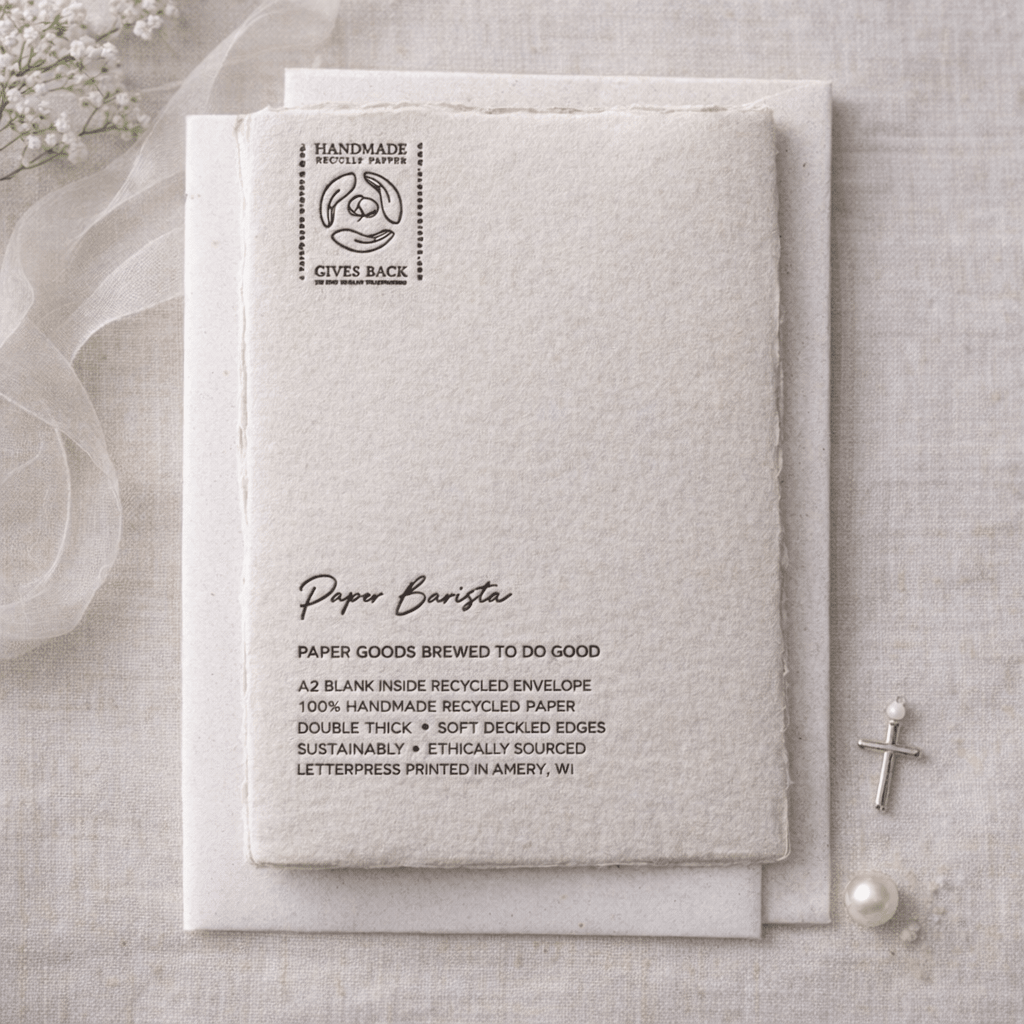 Happy Baptism | Christian Religious Celebrate Greeting Card, Letterpress Deckled Edge Card, Minimalist Religious Card, Elegant Baptism Gift Card - Melt'm Jewelry