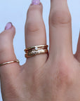 Set of 3 Gold Hammered Band Rings, Stacking Ring Set