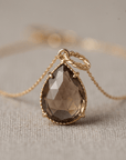 Drop Smokey Quartz Pendant Necklace in 14k Gold - Melt'm Jewelry