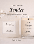 Tender Soy Wax Candle – Peony Petals & Vanilla Musk | 8 oz Luxury Candle | Melt’m Quiet Collection - Melt'm Jewelry