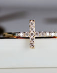 14k Solid Gold Cross Ring, Diamond Cross Ring