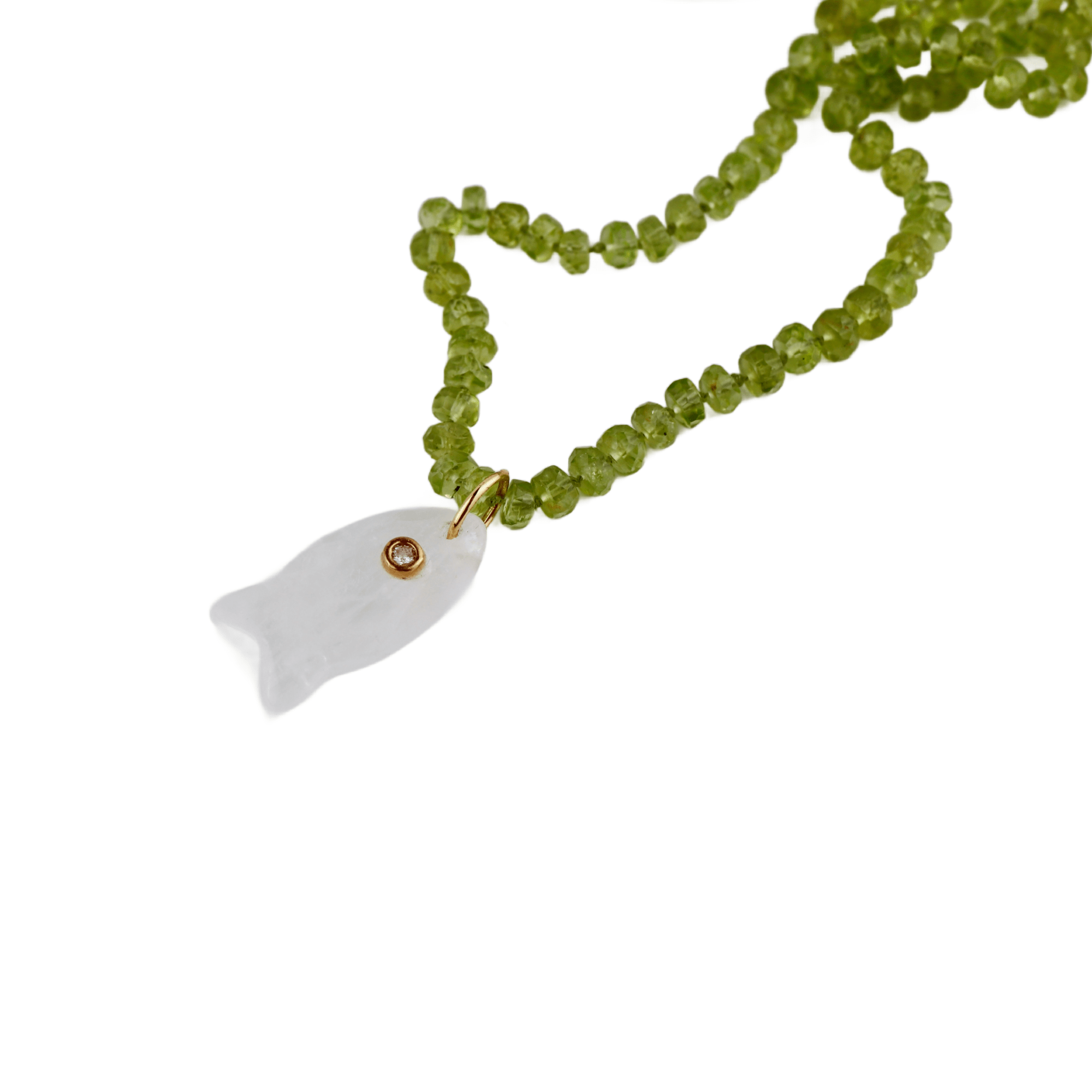 Peridot Rondelle Necklace on Silk, 23" Hand Knotted Strand with Gold Filled Lobster Clasp, August Birthstone - Melt'm Jewelry