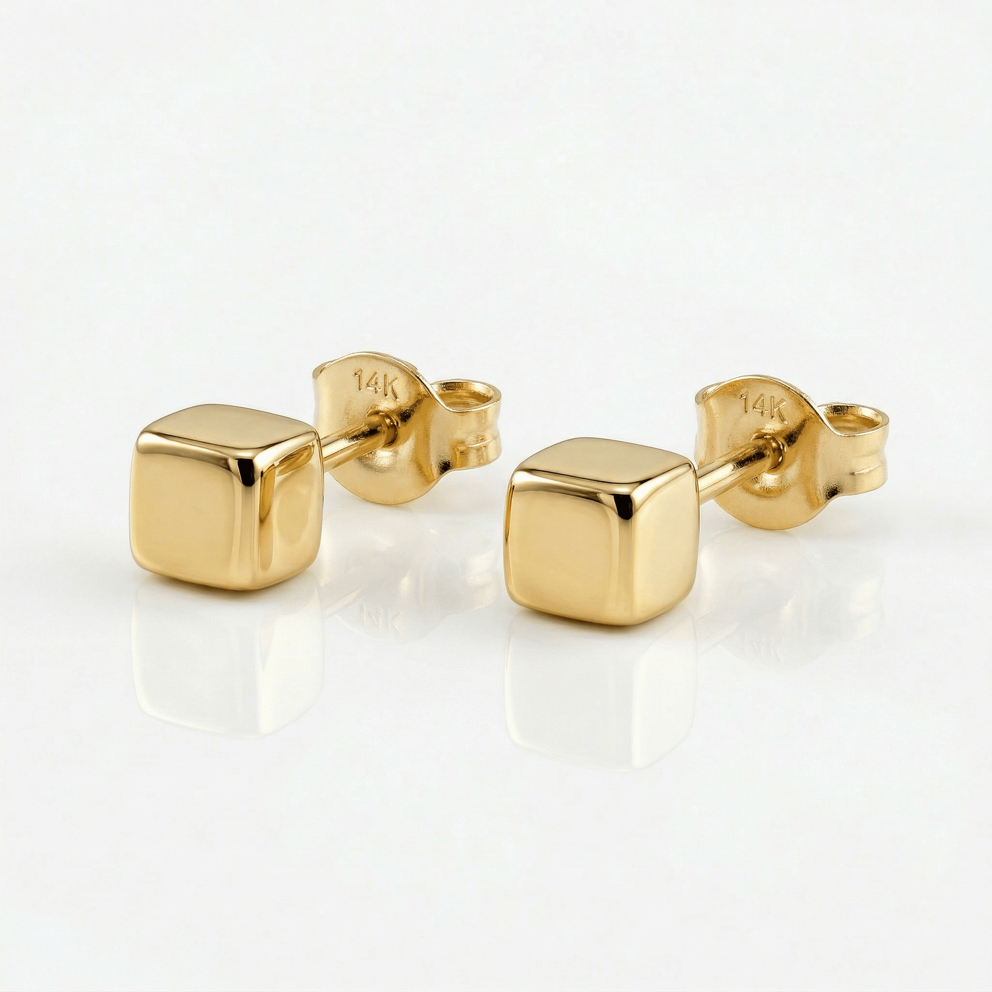 Cube Stud Earrings in 14k Gold - Melt'm Jewelry