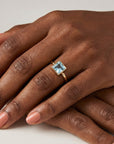 Princess Cut Bezel Set Aquamarine Ring 14k Gold March Birthstone - Melt'm Jewelry