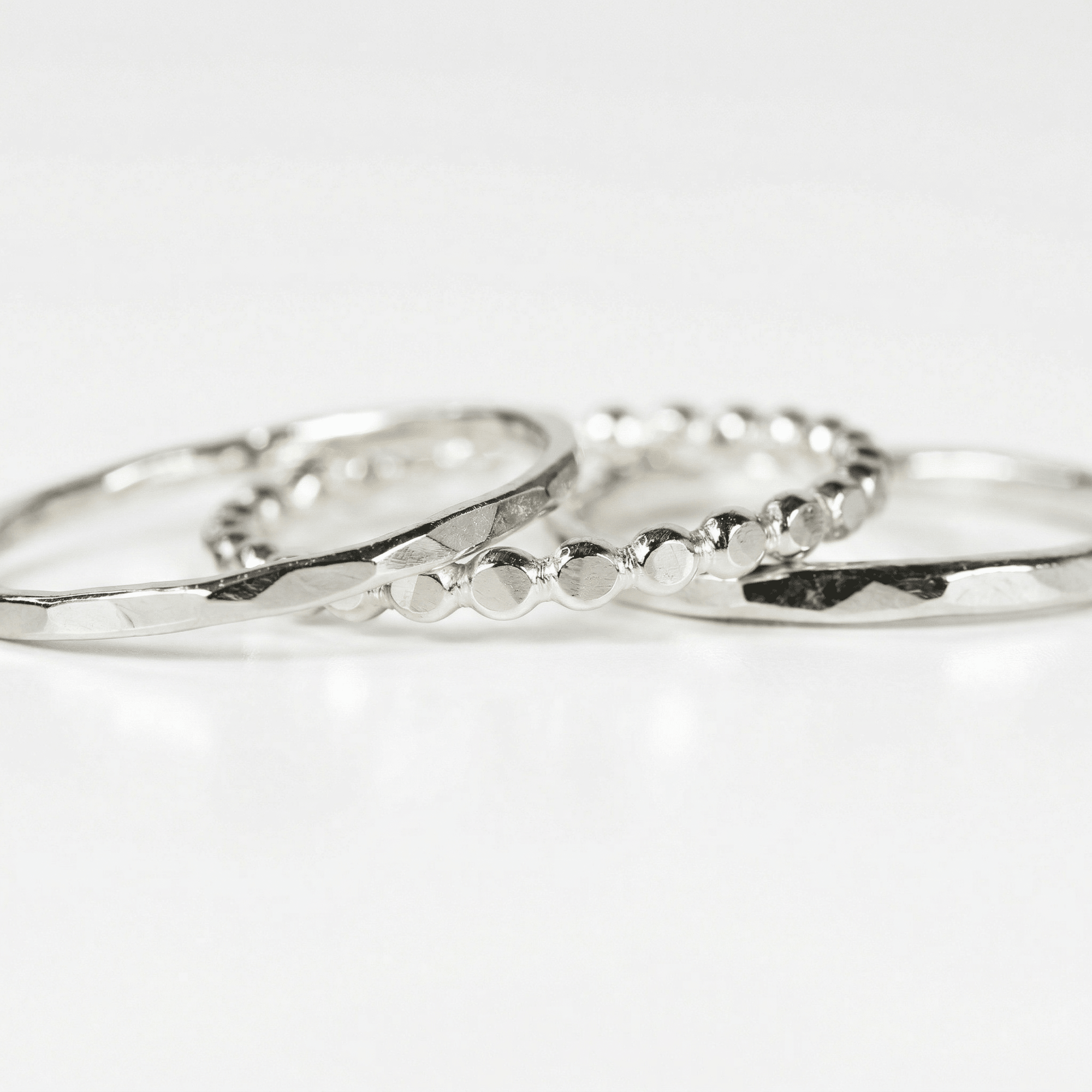 Stacking Rings: Dots, Hammered and Textured Rings (set of 3) - Melt'm Jewelry