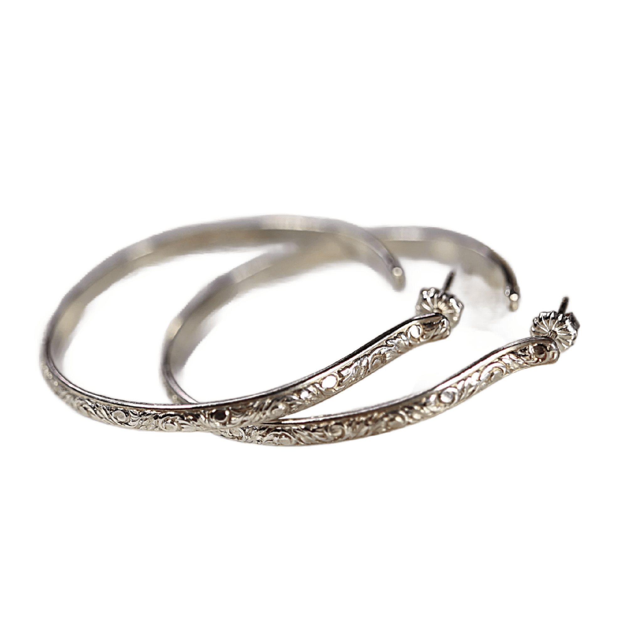 2 Inch Patterned Large Silver Hoop Earrings - Melt'm Jewelry