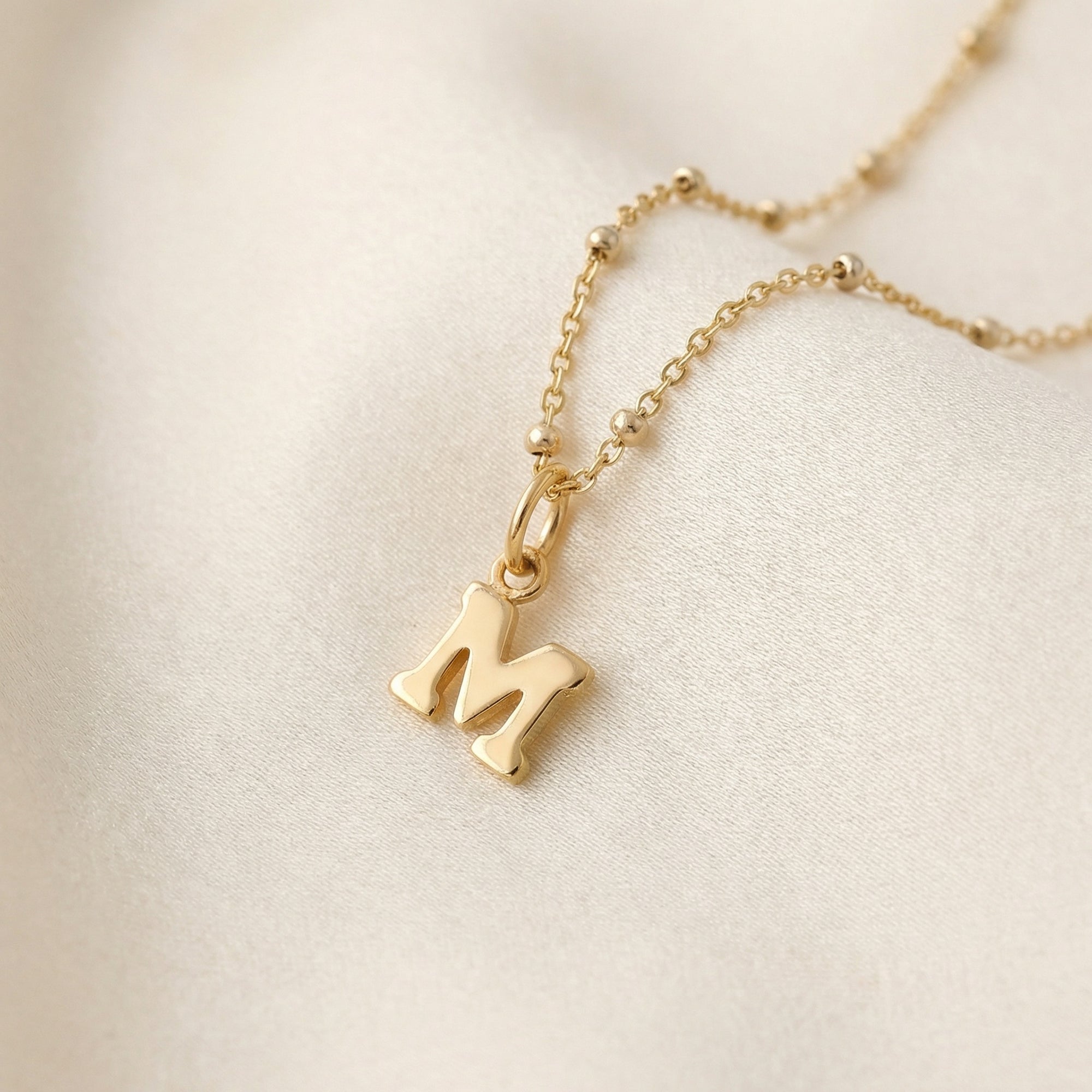 Gold Filled Satellite Initial Necklace - Personalized Dainty Letter Pendant - Melt'm Jewelry