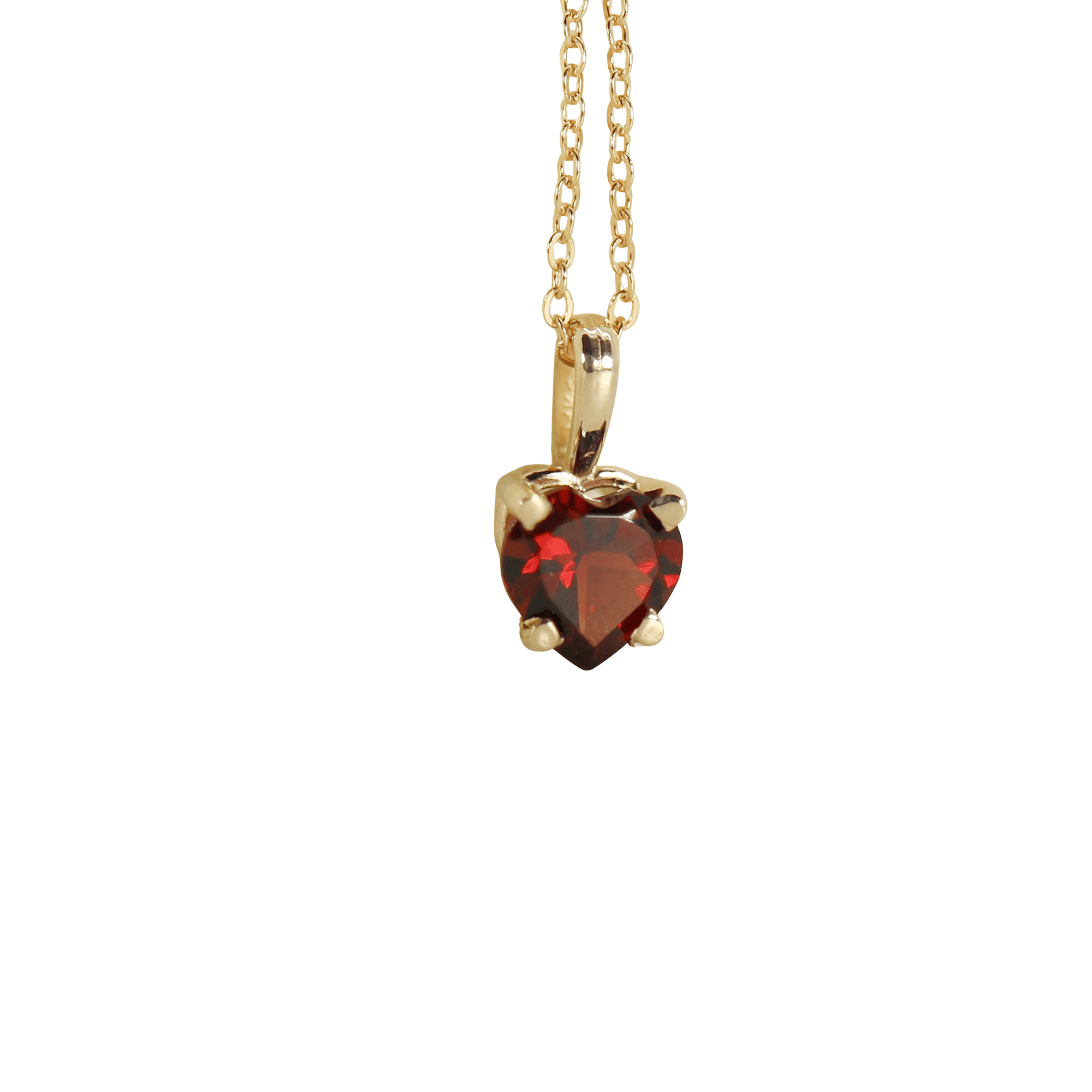 Minimalist Heart Garnet Necklace 14k Solid Gold - Melt'm Jewelry