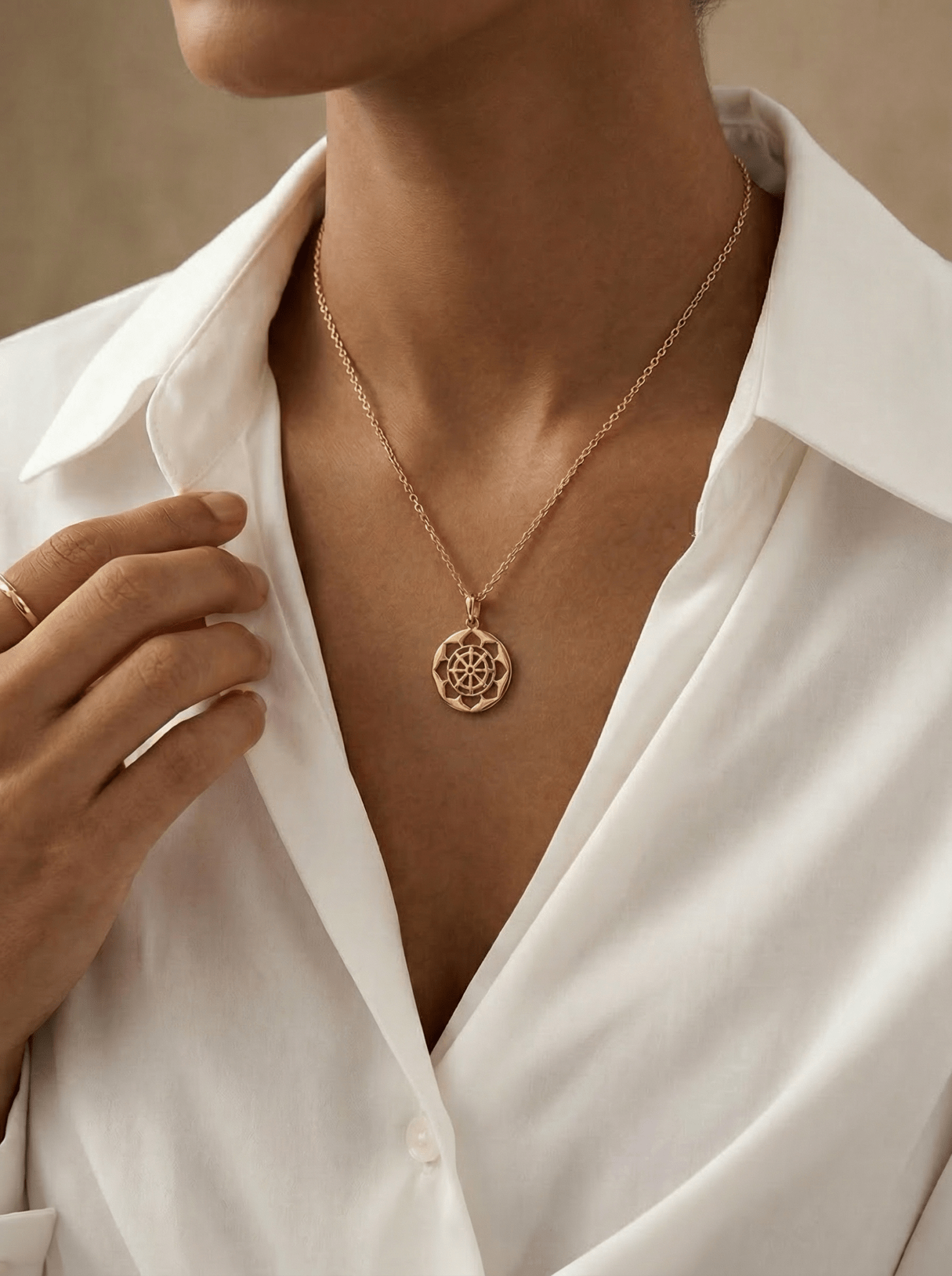 Heart Chakra Necklace – 14k Solid Gold Anahata Chakra Medallion Pendant, Spiritual Yoga Jewelry - Melt'm Jewelry