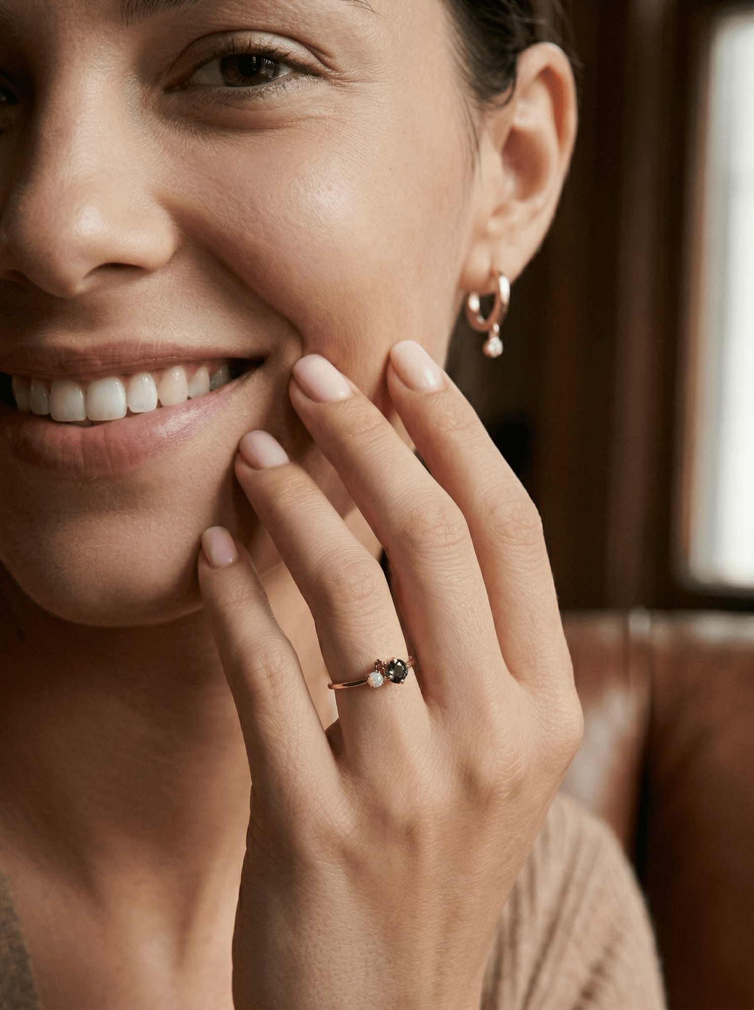 Dainty Cluster Gemstone Promise Ring with Alexandrite, Opal, Ruby - Melt'm Jewelry