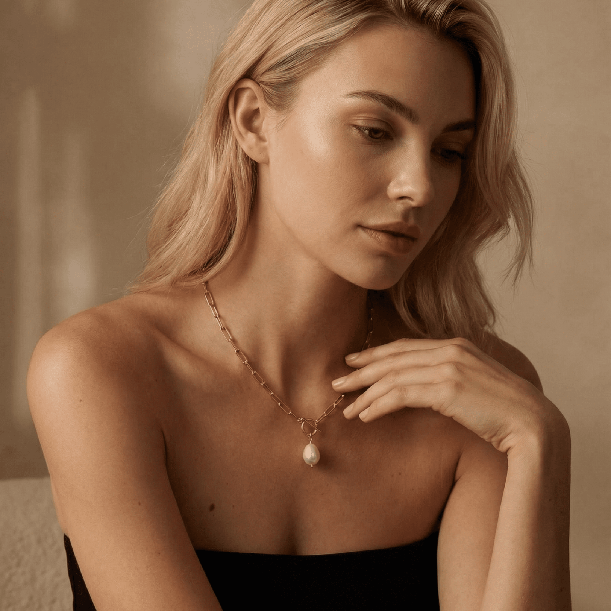 Gold Filled Freshwater Pearl Pendant Toggle Necklace - Melt'm Jewelry