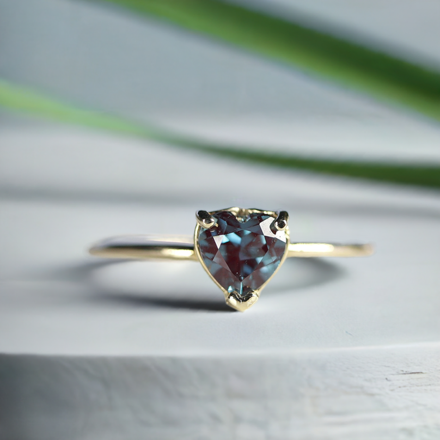 Heart Alexandrite Engagement Ring 14k Gold