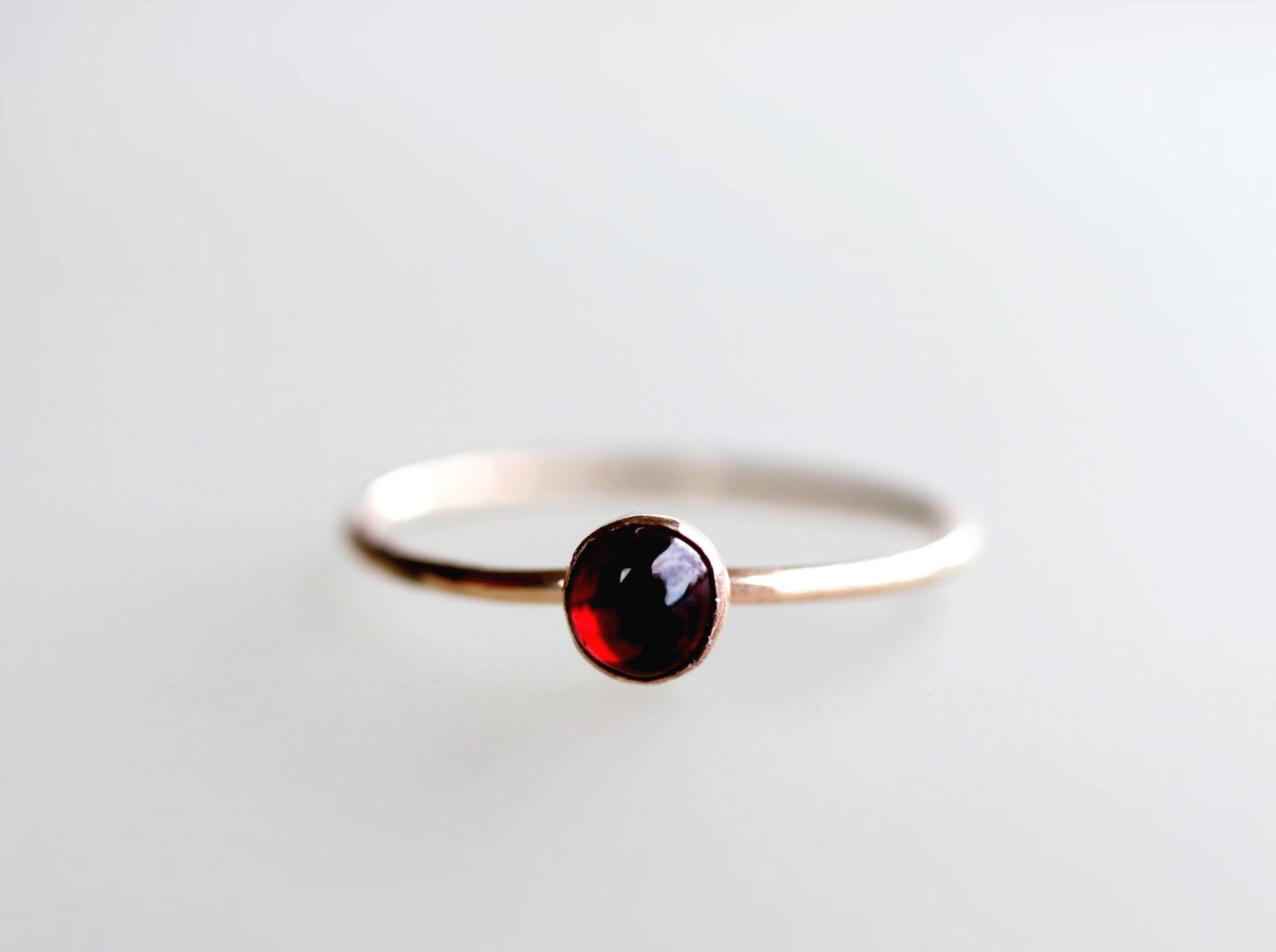 Minimalist Garnet Ring Gold Filled, Garnet Stacking Ring, Daughter Gift, - Melt'm Jewelry