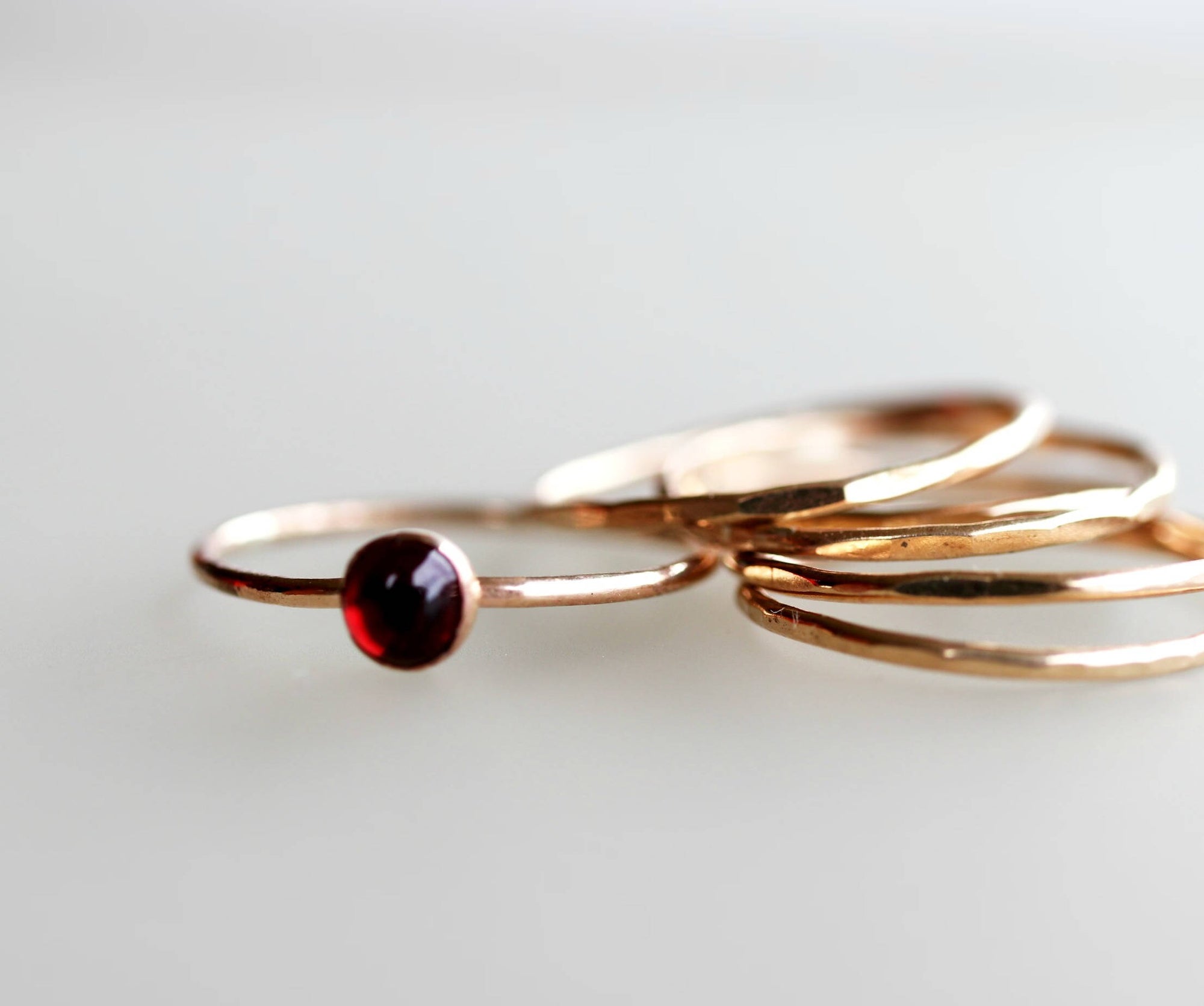Minimalist Garnet Ring Gold Filled, Garnet Stacking Ring, Daughter Gift, January Birthstone Ring, Handmade Gemstone Ring, Heart Chakra Ring