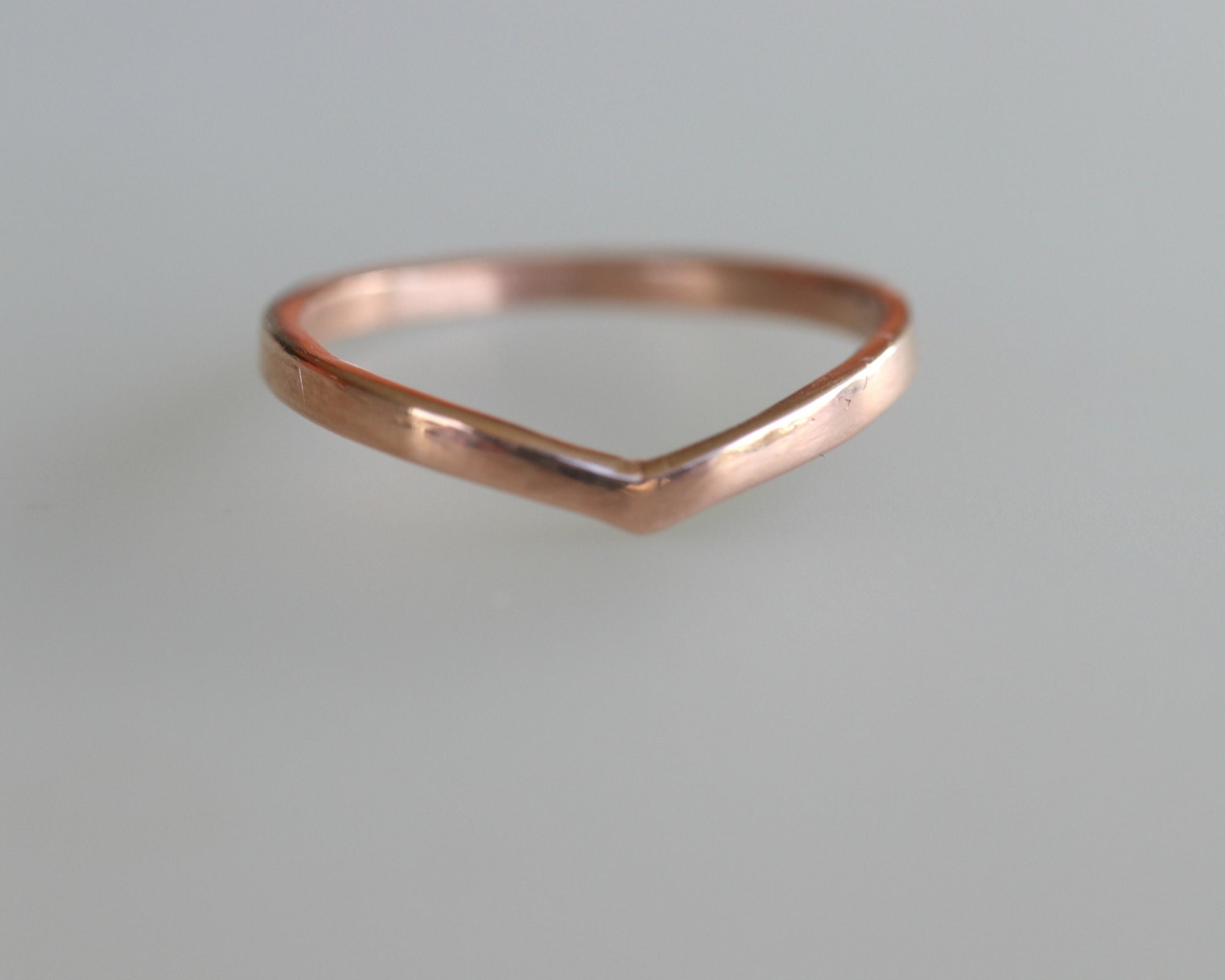 14k Solid Gold Chevron Wedding Band, Gold V Ring