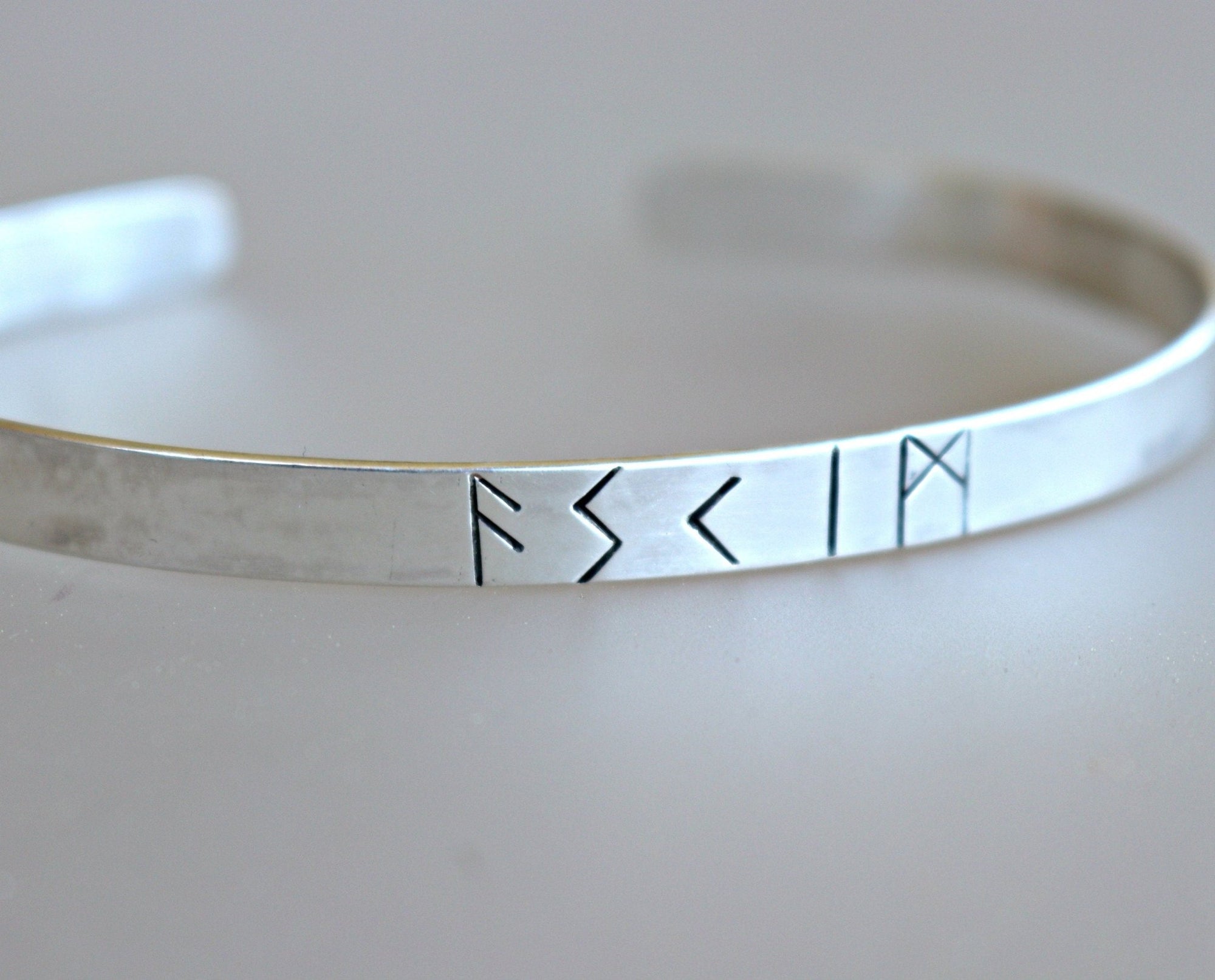 Dad Gift, Men's Cuff Bracelet, Personalized Custom Rune Cuff Bracelet, Father's Day Gift - Melt'm Jewelry