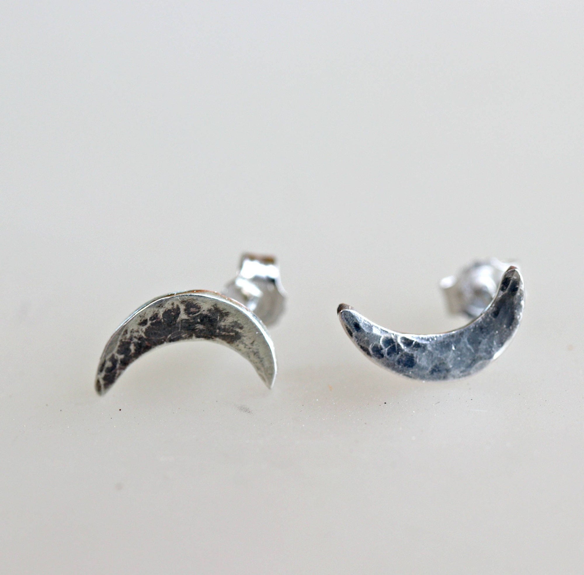 Crescent Moon Studs Sterling Silver