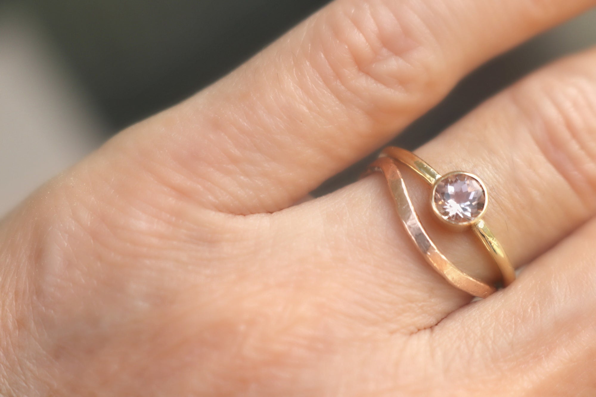 14k Gold Morganite Ring, Blush Gold Engagement Ring