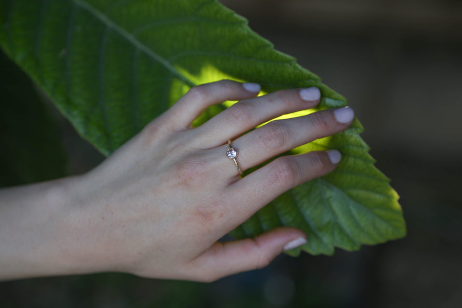 14k Gold Morganite Ring, Blush Gold Engagement Ring