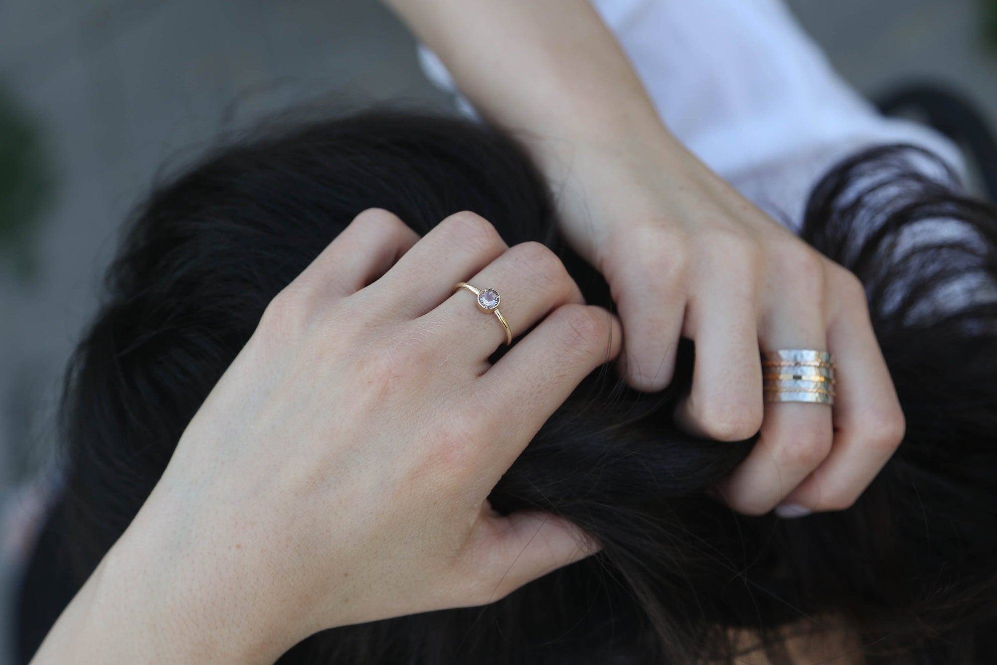 14k Gold Morganite Ring, Blush Gold Engagement Ring