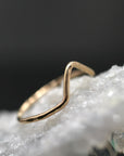 Gold Filled Chevron Ring, Curved Band Ring