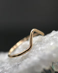 Gold Filled Chevron Ring, Curved Band Ring - Melt'm Jewelry